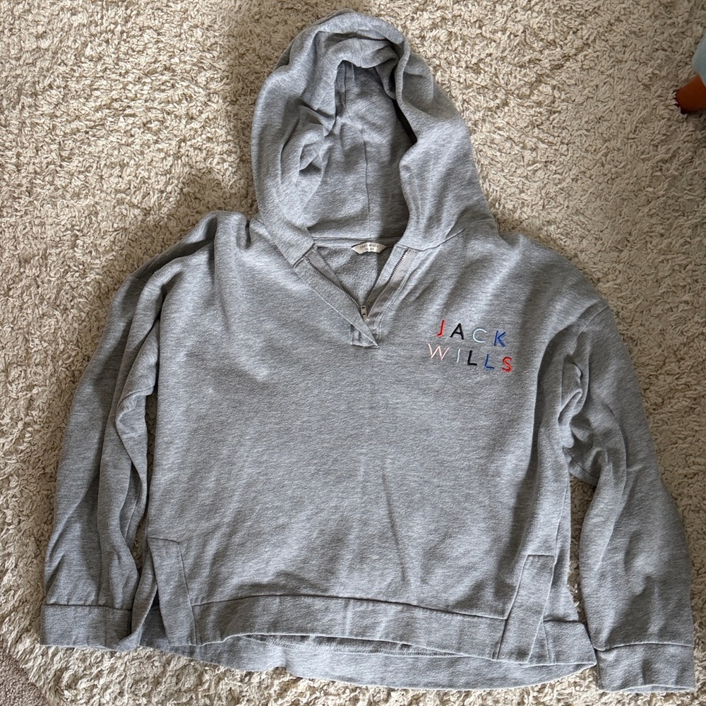 Jack Wills Heather Gray Pullover Hoodie